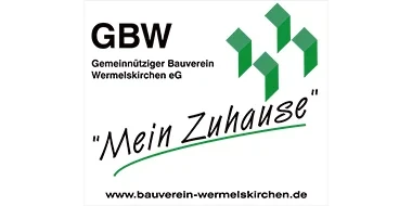 Logo des Gemeinnützigen Bauvereins Wermelskirchen eG mit Slogan Mein Zuhause