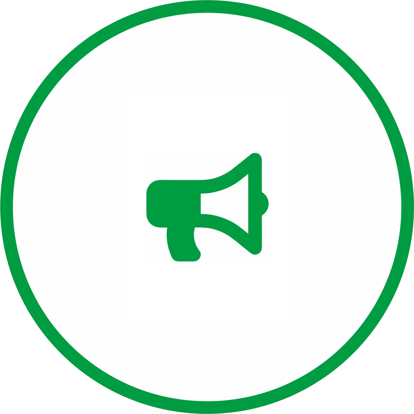 Grünes Megafon Symbol als Icon
