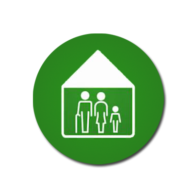 Icon für lebenslanges Wohnrecht – Symbol einer Familie im Haus