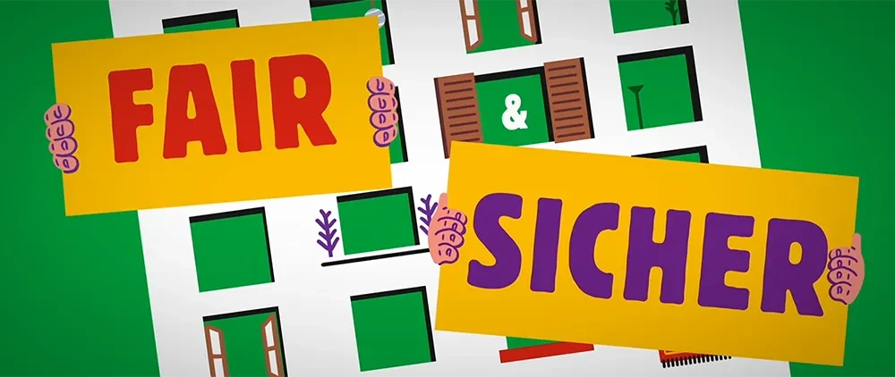 Video-Poster zum Thema Mietendeckel mit grafischen Elementen und Schriftzug