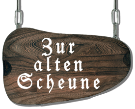 Logo Zur alten Scheune – rustikales Holzschild mit Schriftzug Logo von Zur alten Scheune