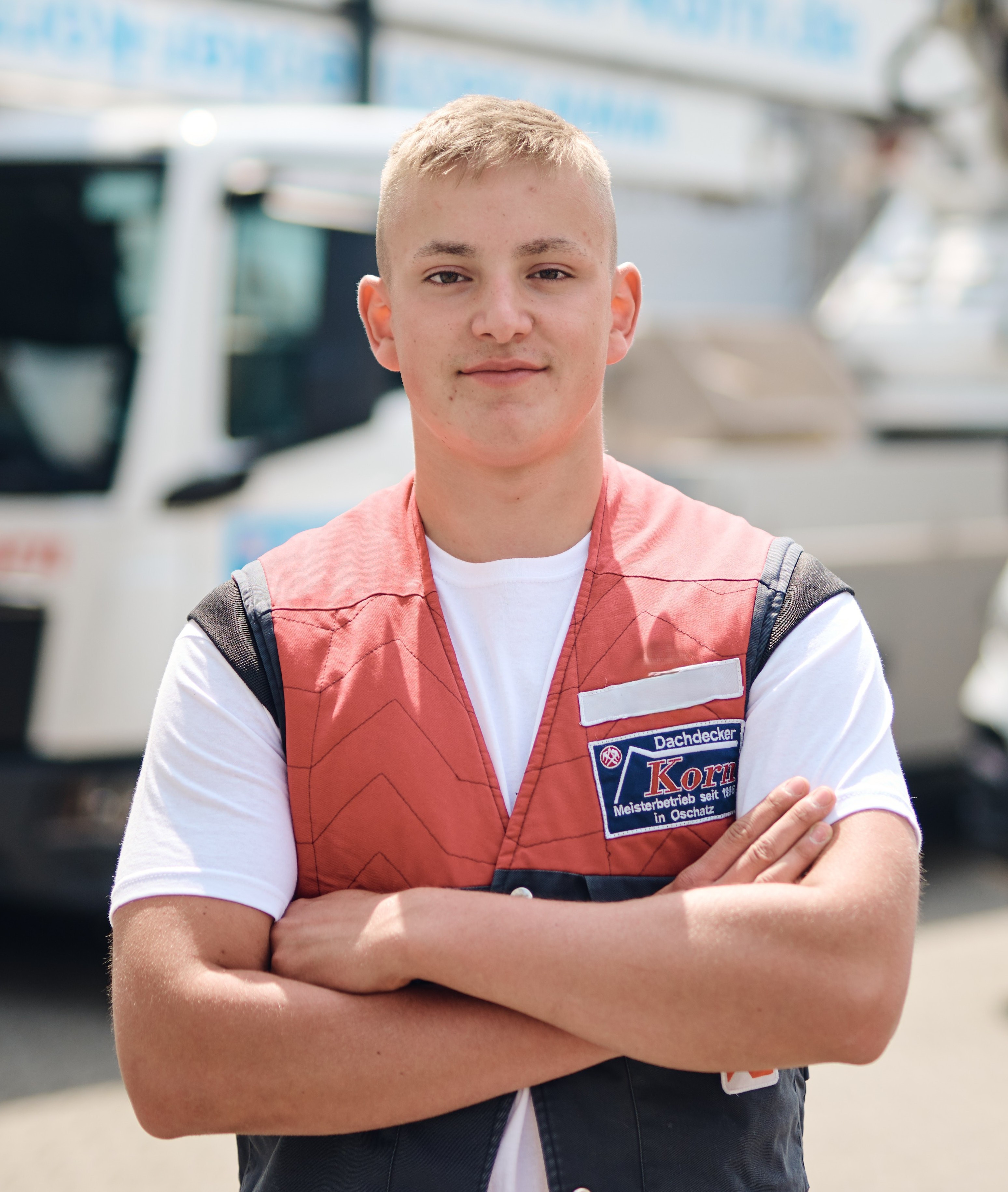 Bastian Korn als Dachdecker im Handwerksbetrieb Korn in Oschatz