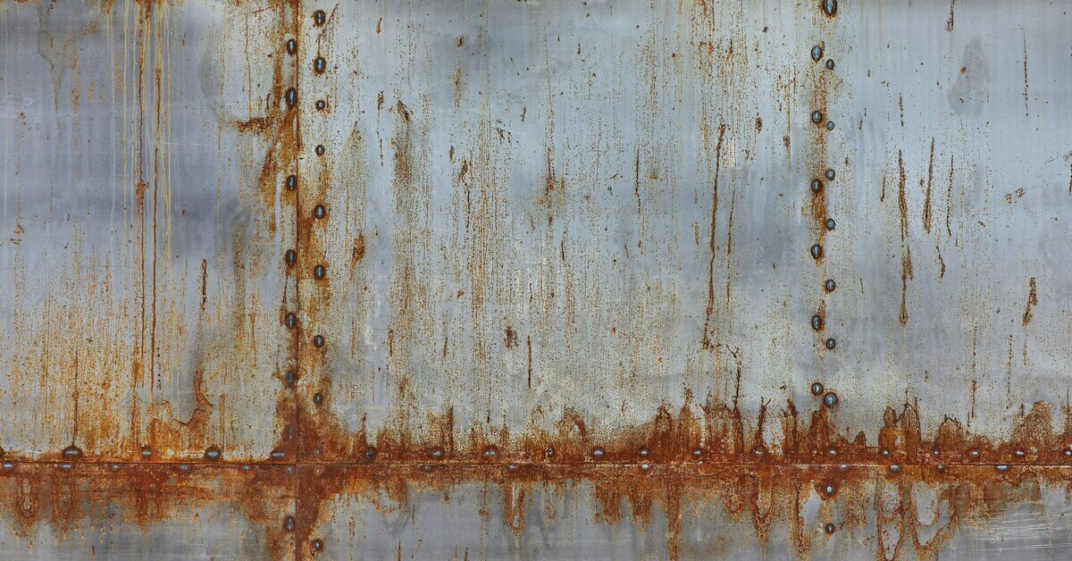Rost auf Metalloberfläche – Nahaufnahme von korrodiertem Stahlblech