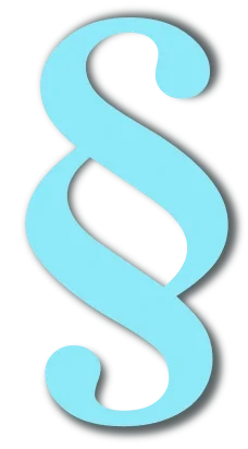 Paragraphenzeichen mit Schatten – Symbol für Recht und Gesetz Blaues Paragraphenzeichen mit Schatten auf transparentem Hintergrund