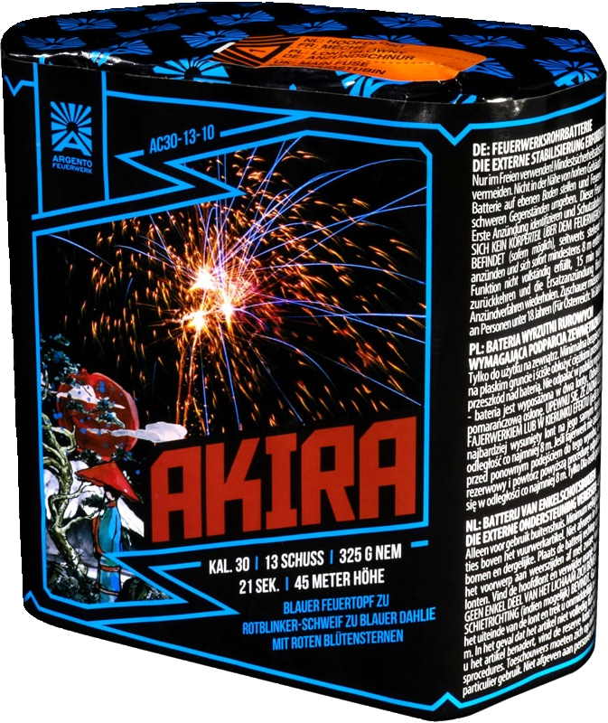 Feuerwerksbatterie Akira AC30-13-10 mit 13 Schüssen und buntem Effekt