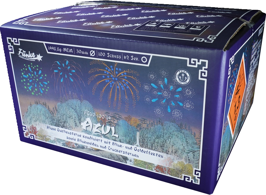 Feuerwerkskörper FC30-100-19 Azul mit blauen Dahliensternen
