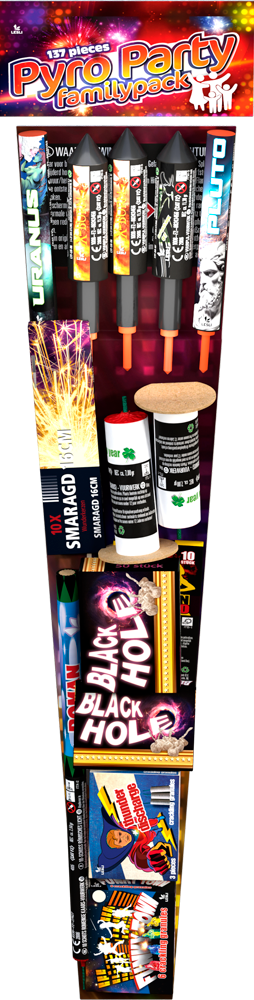 Pyro Party Familypack – Smaragd 16cm Feuerwerk und Knaller für die Party Pyro Party Familypack mit Smaragd 16cm Feuerwerk, Knaller und Partyzubehör