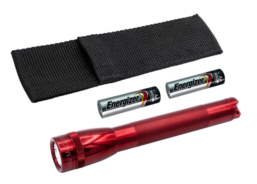 Maglite Mini Classic Rot – Taschenlampe mit Etui und Energizer Batterien Maglite Mini Classic Taschenlampe in Rot mit Etui und zwei Energizer AA Batterien