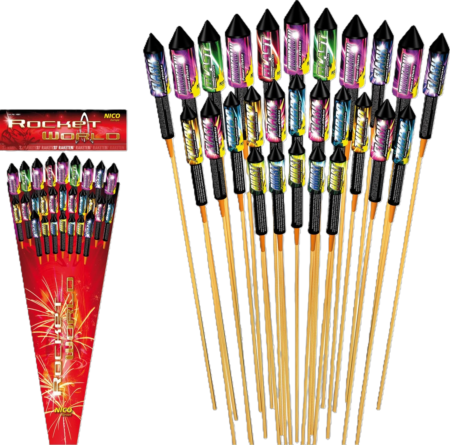 NICO Rocket World Raketenset mit verschiedenen Feuerwerksraketen