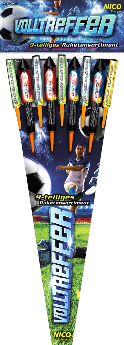 n4817 Volltreffer 9-teiliges Raketensortiment mit Fußball-Motiv