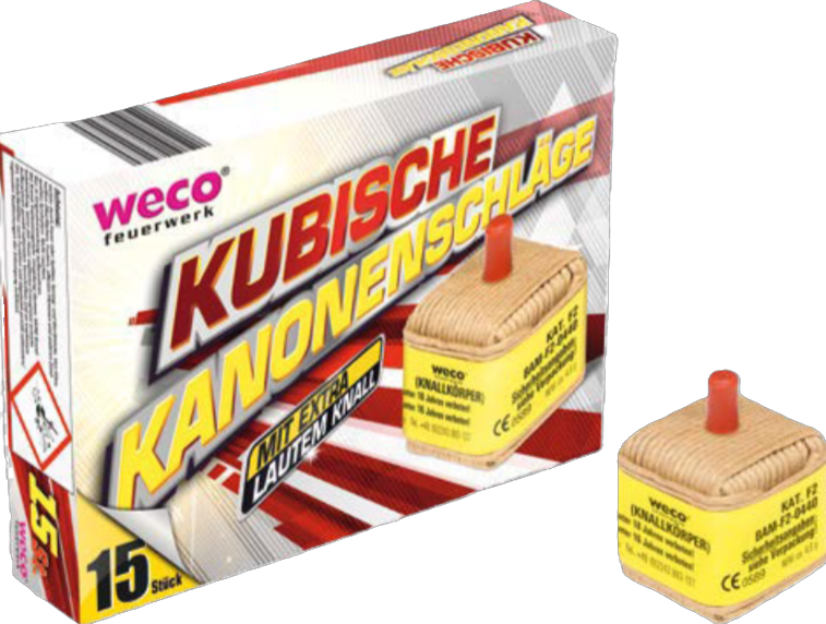 Weco kubischer Kanonenschlag 15er Packung Feuerwerk mit extra lautem Knall