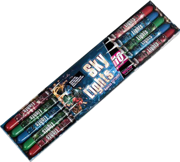 Sky Lights Feuerwerksraketen-Set, bunte Silvesterraketen in Verpackung