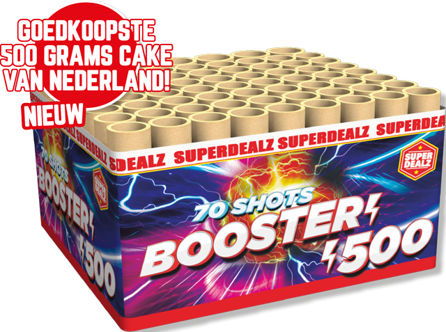 Booster 500 Feuerwerksbatterie mit 70 Schuss, Superdealz Angebot, Rams Cake Niederlande
