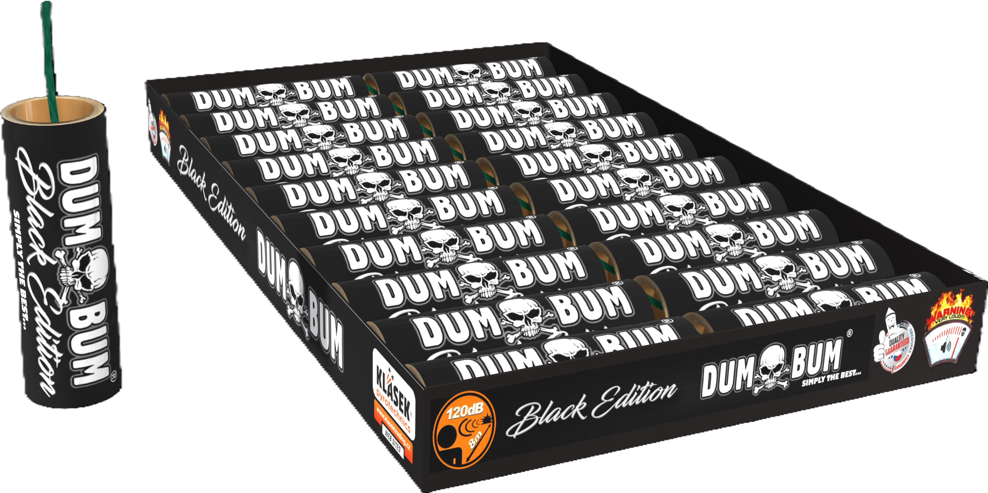 DUM BUM Black Edition Knallkörper 120dB von Klasek Pyrotechnics – Großpackung DUM BUM Black Edition Knallkörper von Klasek Pyrotechnics, 120dB, Großpackung