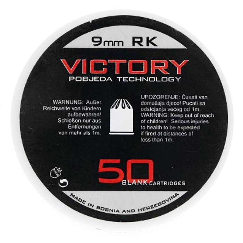 Victory 9 mm RK Platzpatronen von Pobieda Technology, 50 Stück, Made in Bosnia and Herzegovina