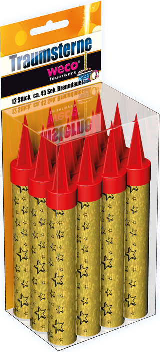 w574500 Partyfontänen mit roter Spitze in Verpackung, 12 Stück