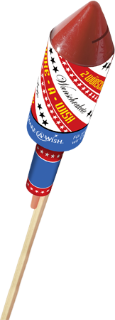 Rakete mit Make-A-Wish-Logo und patriotischem Design Rakete mit Make-A-Wish-Logo und patriotischem Design