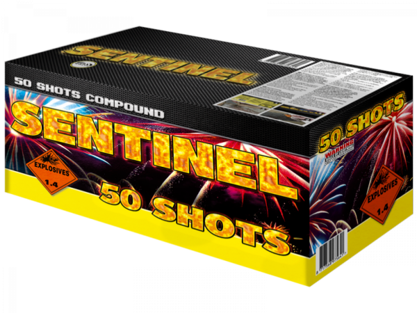 Sentinel 50 Shots Feuerwerksbatterie Verpackung