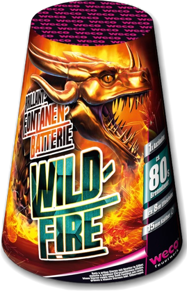 W4388 Wildfire Fontänen-Batterie Feuerwerk mit Drachenmotiv und 80 Sekunden Brenndauer Feuerwerkskörper W4388 Wildfire mit Drachenmotiv und brillanter Fontänen-Batterie