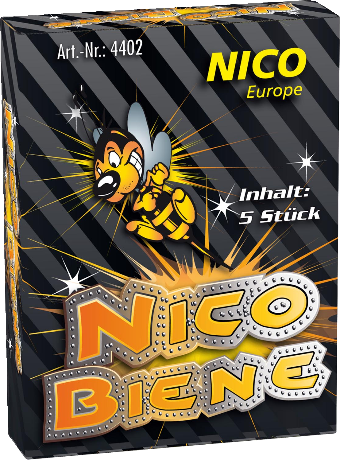 Verpackung der Nico Biene einzeln, Feuerwerksartikel von Nico Europe, Inhalt 5 Stück