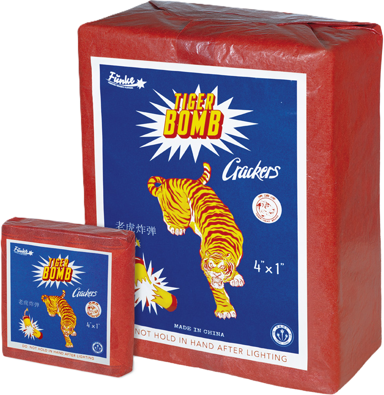 Tiger Bomb China D Feuerwerkskörper von Funke, China-Böller mit Tiger-Motiv