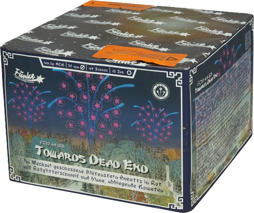 Feuerwerksbatterie Finke FC20-49-1RB Towards Dead End mit 49 Schuss, Produktabbildung