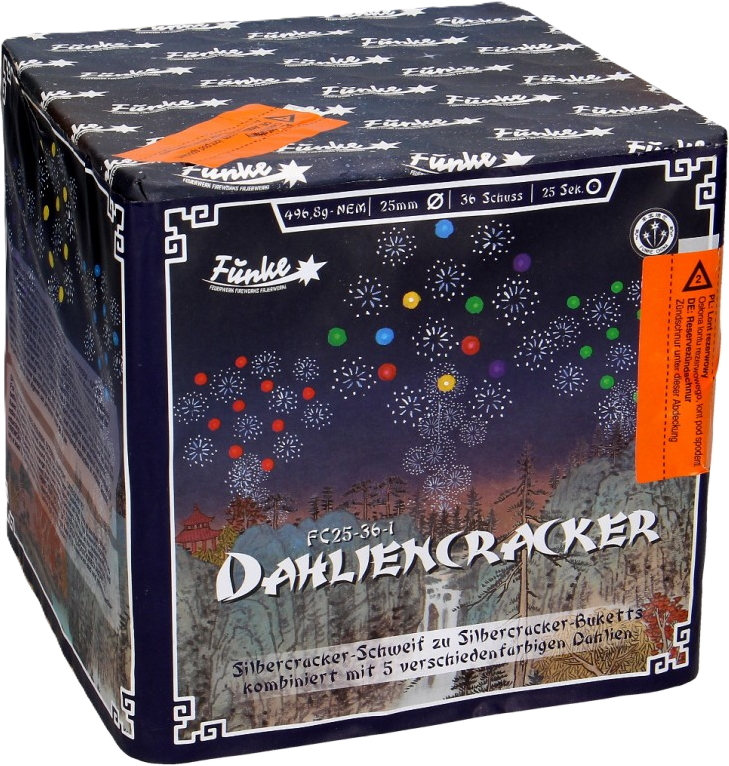Feuerwerksbatterie Funke FC25-36-1 Dahliencracker mit Silbereffekten und bunten Dahlien