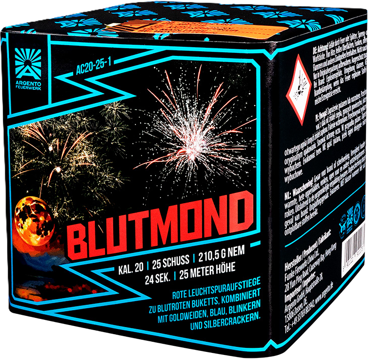 Argento Feuerwerk AC20-25-1 Blutmond Feuerwerksbatterie mit rotem Leuchteffekt und Feuerwerksaufstieg