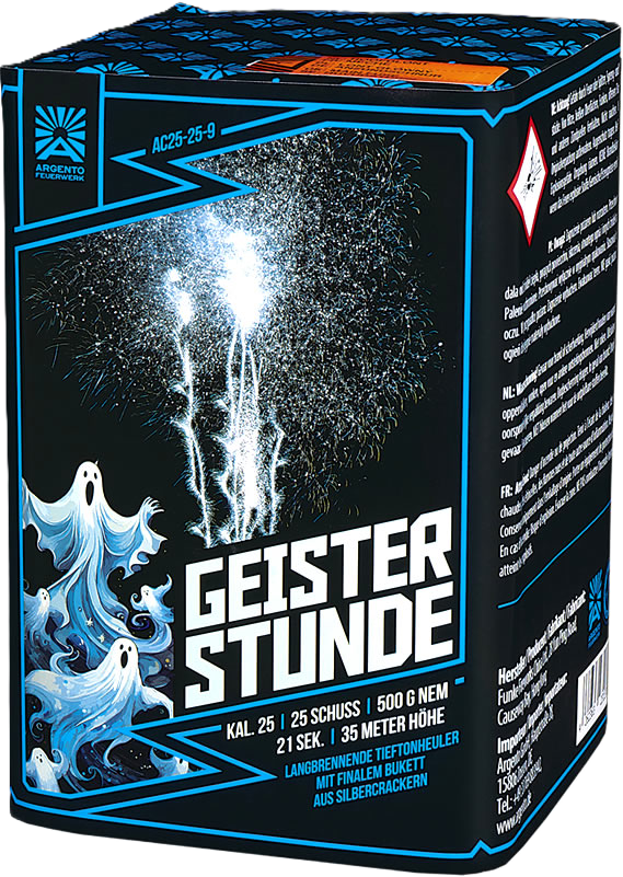 Feuerwerksbatterie AC25-25-9 Geisterstunde von Argento Feuerwerk mit Geister-Motiv und Produktdetails