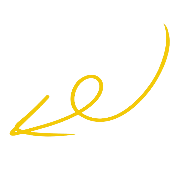 Gelber, geschwungener Pfeil auf schwarzem Hintergrund