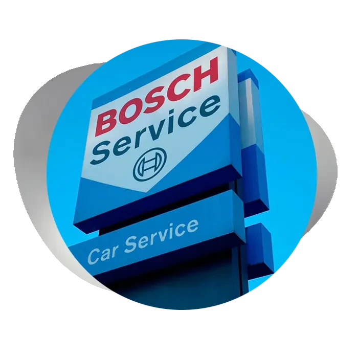 Bosch Car Service Schild vor blauem Himmel