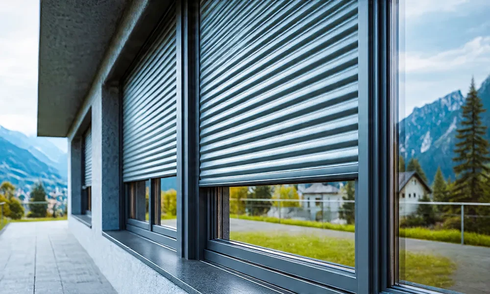 Beispiel für Neuanfertigungen: Maßgefertigte Rollläden an modernen Fenstern Moderne Fenster mit maßgefertigten Rollläden als Beispiel für Neuanfertigungen