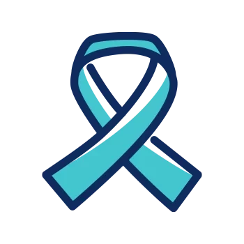 Icon für Angstpatienten mit hellblauer Schleife als Symbol