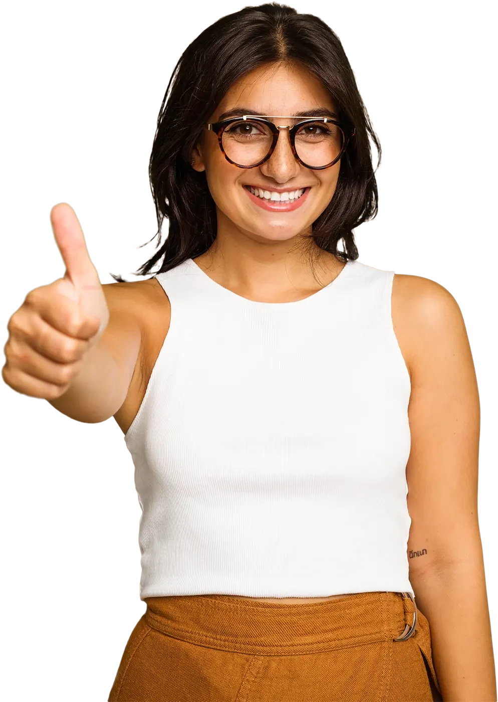 Frau zeigt Daumen hoch als Zeichen der Zustimmung