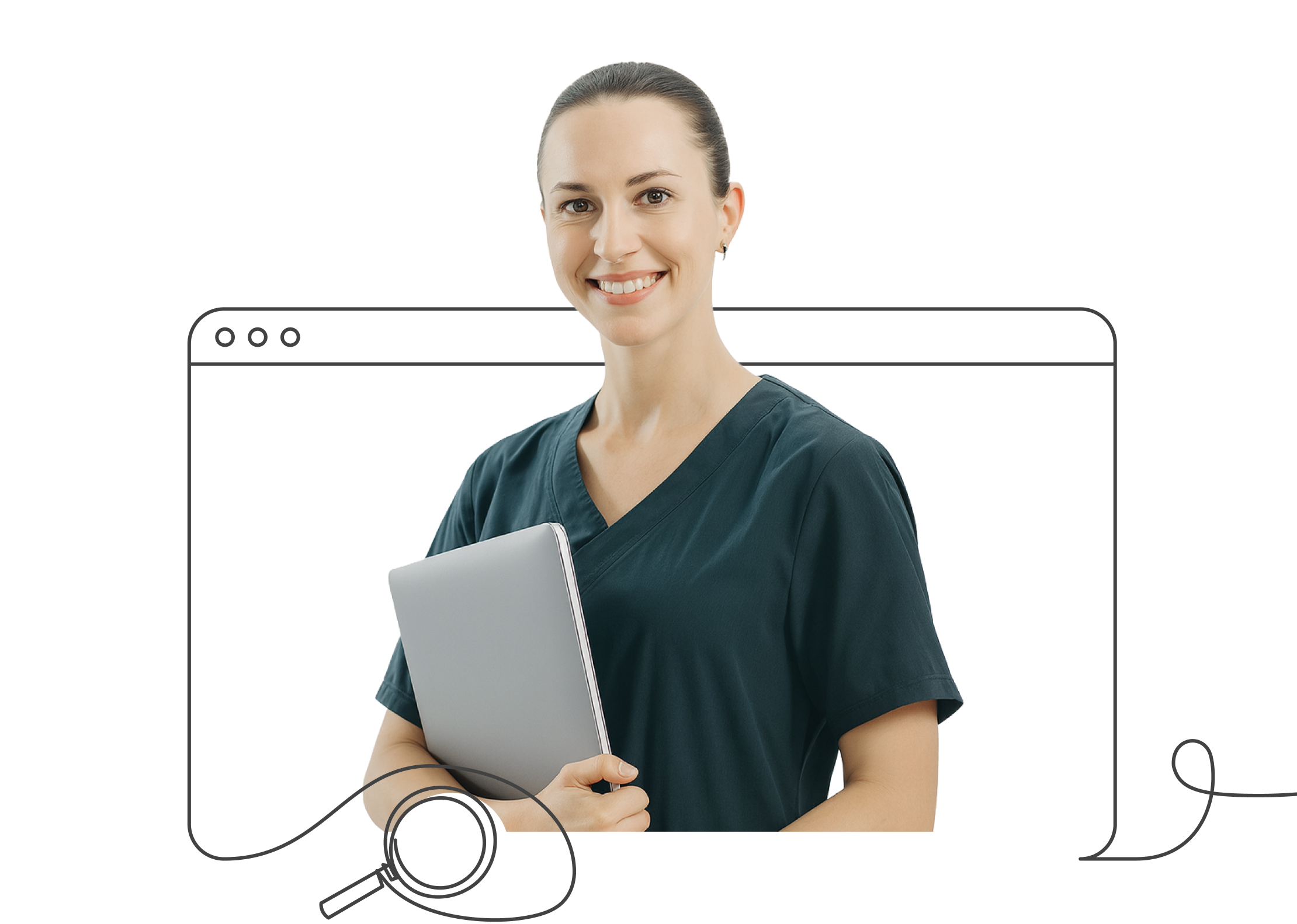 Tierärztin mit Tablet beim Sichtbarkeits-Check auf dem Smartphone – Headerbild für Sichtbarkeitsanalyse im Veterinärbereich