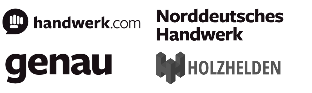 Schwarze Handwerker Logos, verschiedene Handwerksbetriebe und Marken