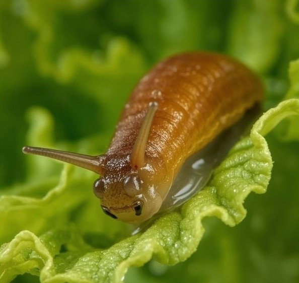 Schnecke auf Salatblatt – schneckenschlau