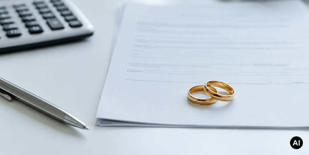 baddepartner Blog Artikelbild zur Scheidung mit Eheringen und Scheidungspapieren
