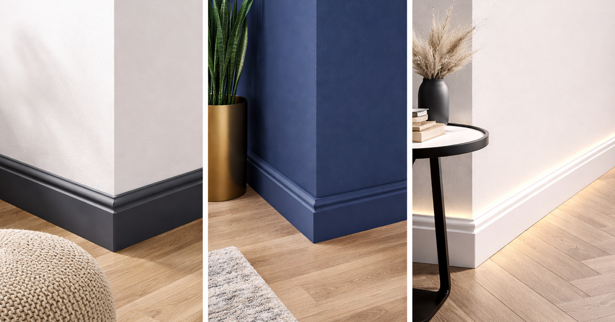 Moderne Innenarchitektur mit stilvollen Sockelleisten in verschiedenen Farben und Designs