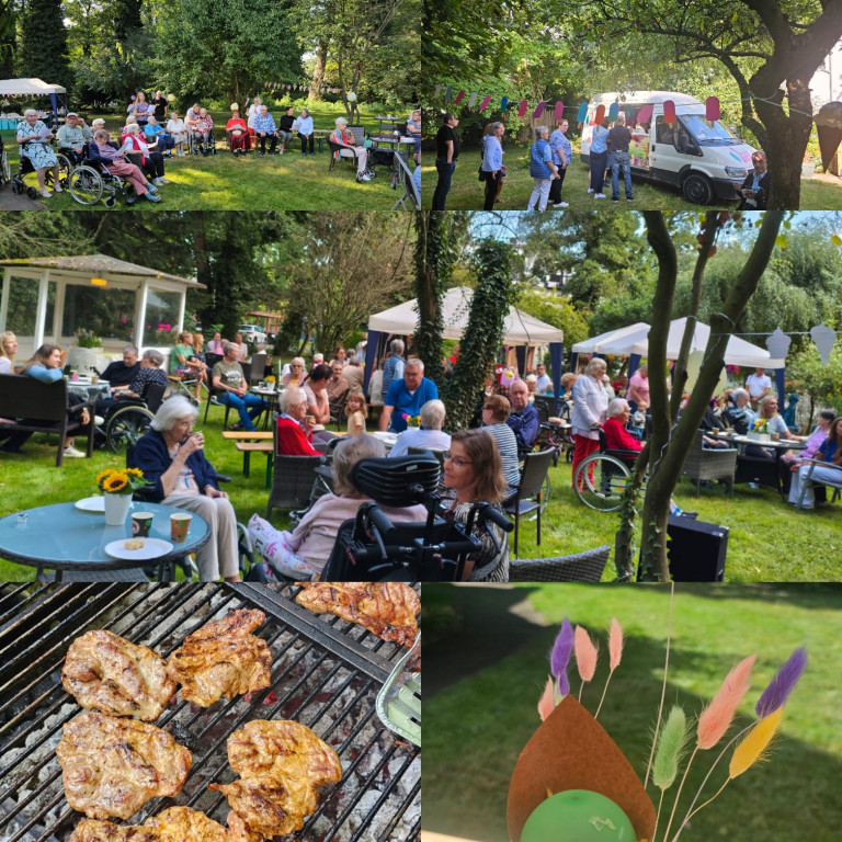 Sommerfest im Seniorenheim – Grillen und gemeinsames Feiern im Garten Sommerfest im Seniorenheim mit Grillen und geselligem Beisammensein im Garten