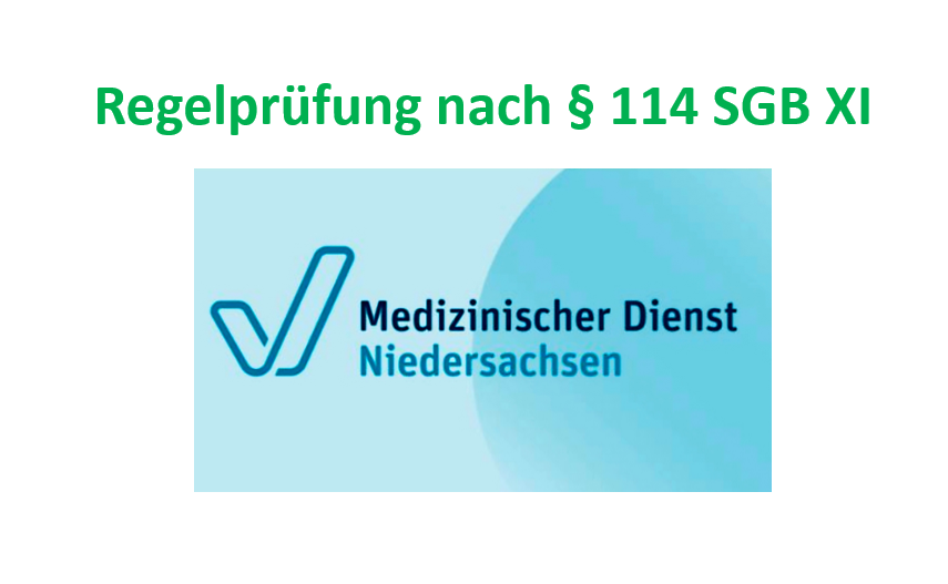 Logo Medizinischer Dienst Niedersachsen mit Hinweis auf Qualitätsprüfung nach § 114 SGB XI