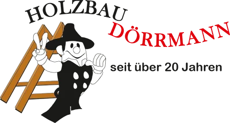 Logo von Dörrmann Holzbau mit Zimmermannsfigur und Schriftzug
