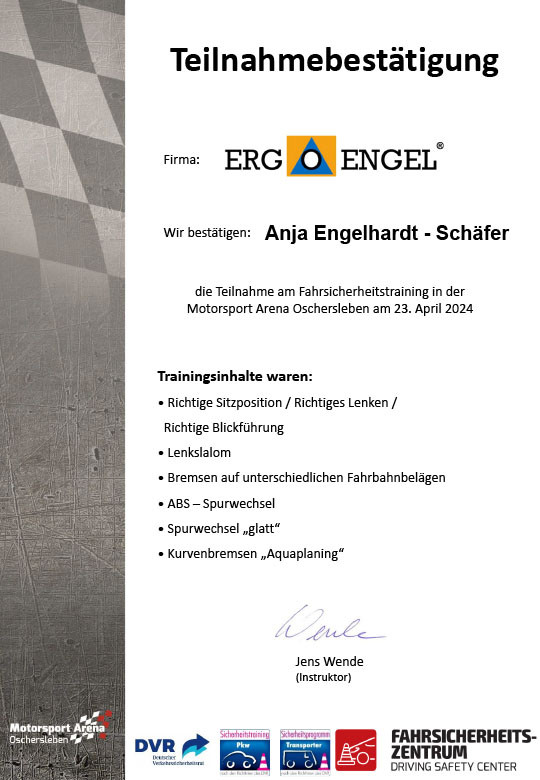 Fahrsicherheitstraining Zertifikat Motorsport Arena Oschersleben April 2024 Anja Engelhardt-Schäfer