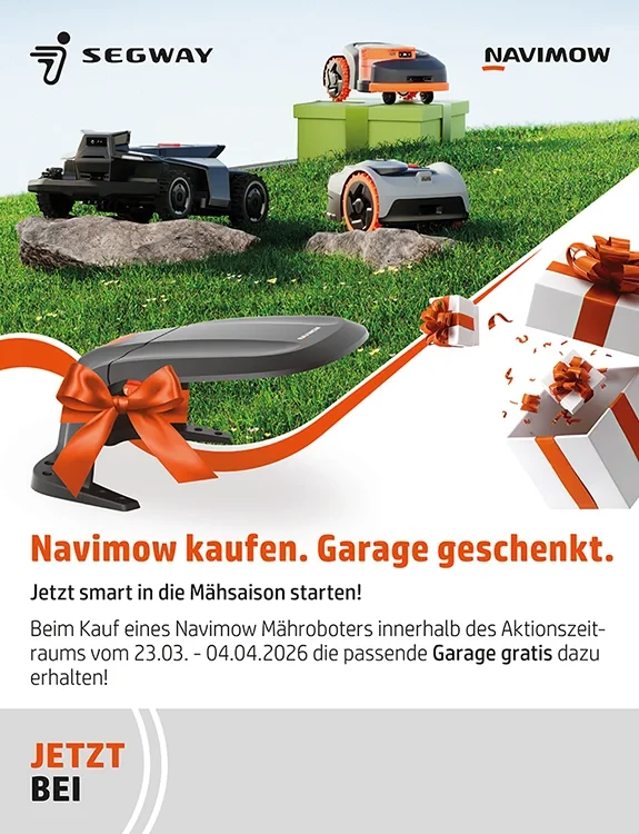 Navimow Mähroboter Aktion: Beim Kauf eines Navimow Mähroboters Garage gratis dazu erhalten