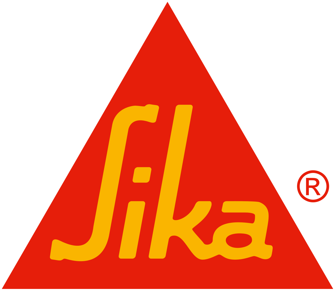 Logo der Sika AG als SVG-Grafik, rotes Dreieck mit gelber Schrift
