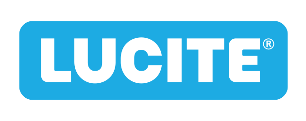 lucite Logo in blauer und weißer Farbgebung