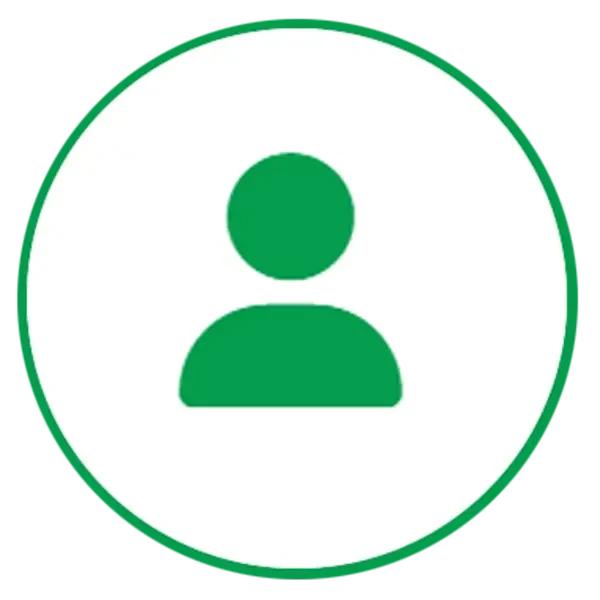 Piktogramm einer Person als Icon in grünem Kreis