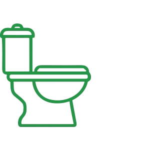 Icon WC neu – Toilettensymbol in grüner Linie