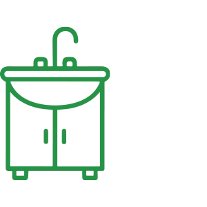 Icon Bad – grünes Symbol für Badezimmer mit Waschbecken