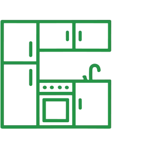 Icon Küche neu – modernes Küchensymbol in Grün